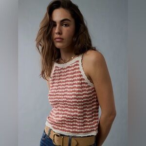 NWT AE High-Neck Crochet Cropped Tank Top